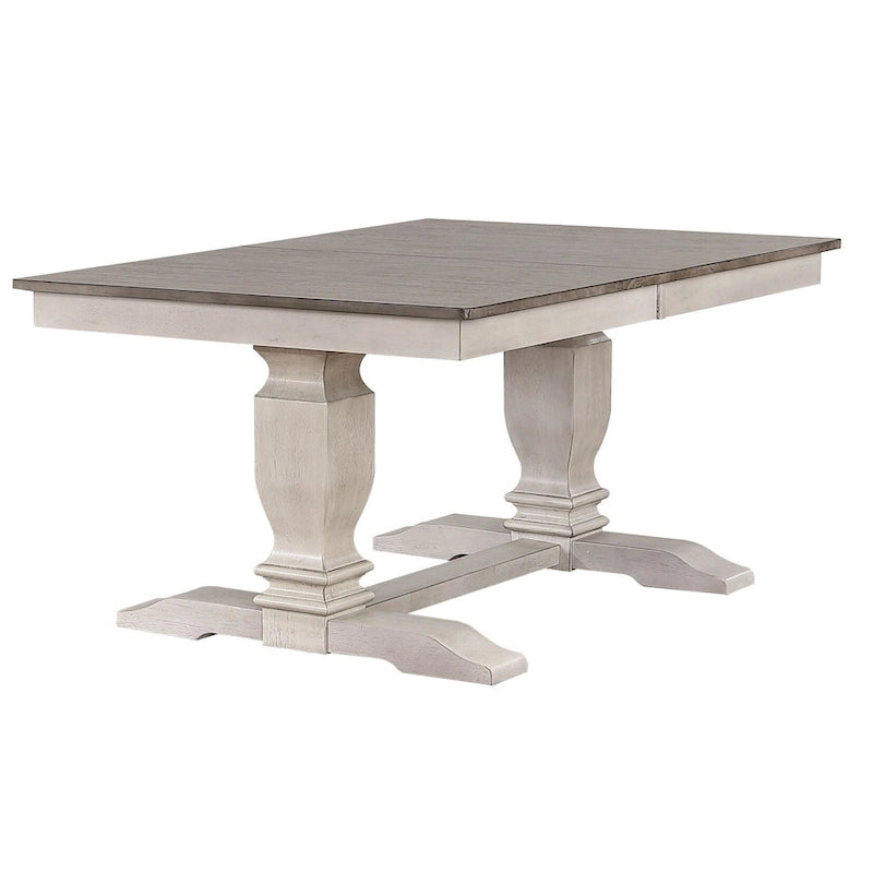 Ensemble 5 pièces de chaises de salle à manger à dossier échelle doublement transitionnel en frêne/blanc orageux