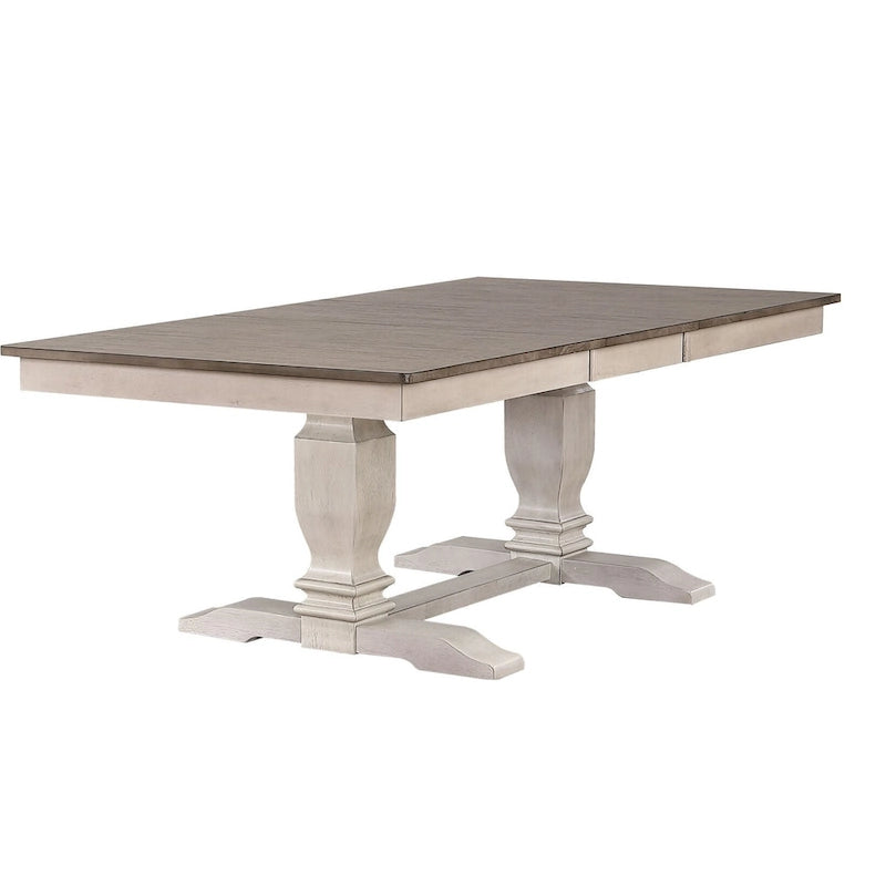 Ensemble 5 pièces de chaises de salle à manger à dossier échelle doublement transitionnel en frêne/blanc orageux
