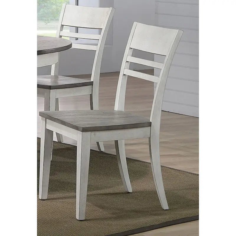 Ensemble 5 pièces de chaises de salle à manger à dossier échelle doublement transitionnel en frêne/blanc orageux