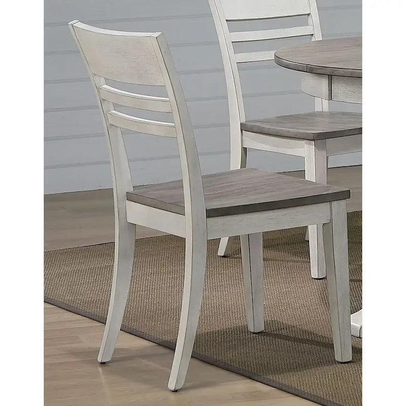 Ensemble 5 pièces de chaises de salle à manger à dossier échelle doublement transitionnel en frêne/blanc orageux