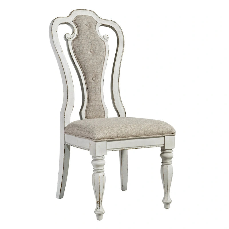 Ensemble de salle à manger 7 pièces Magnolia Manor Antique White Weathered Bark avec table à pieds
