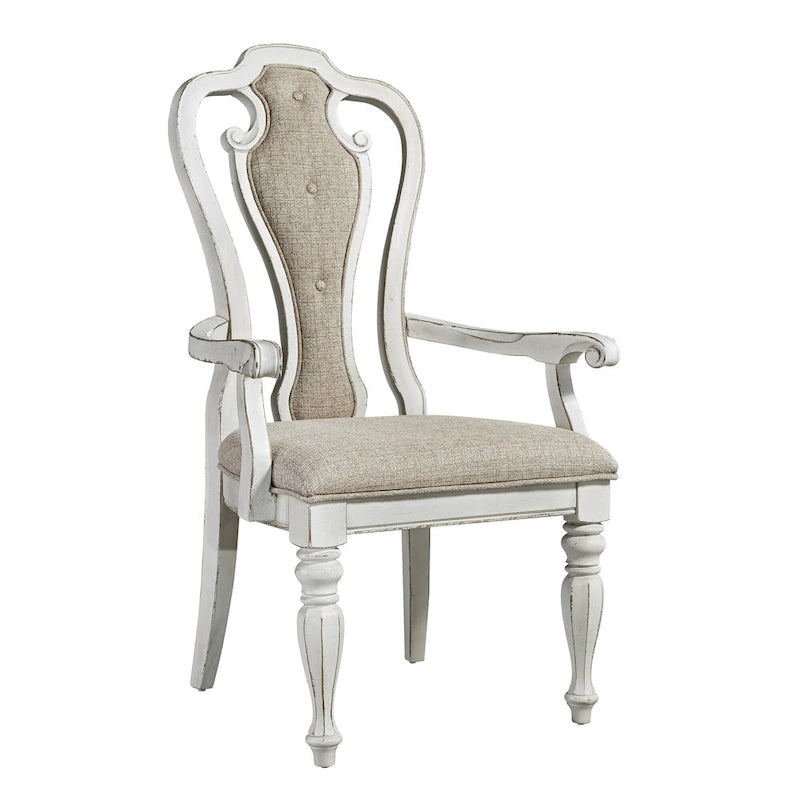 Ensemble de salle à manger 7 pièces Magnolia Manor Antique White Weathered Bark avec table à pieds