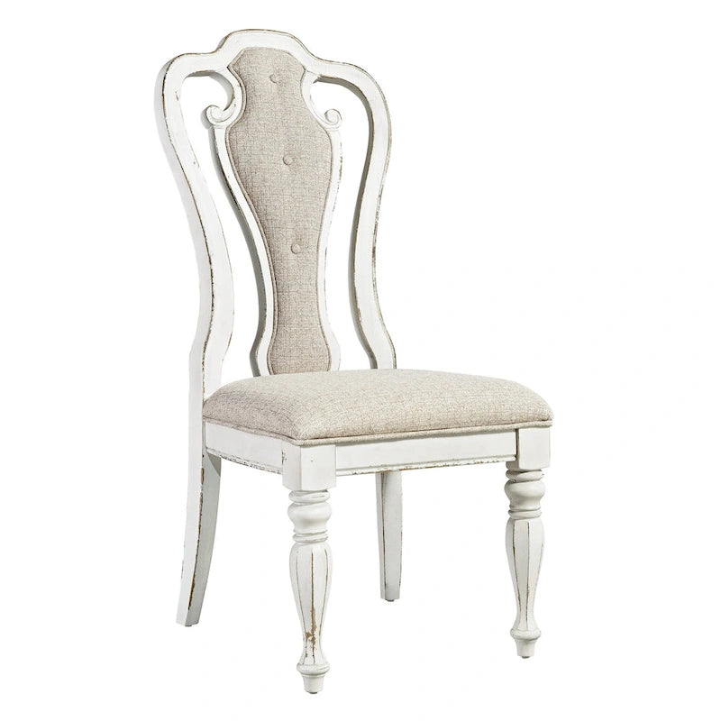 Ensemble de salle à manger 7 pièces Magnolia Manor Antique White Weathered Bark avec table à pieds