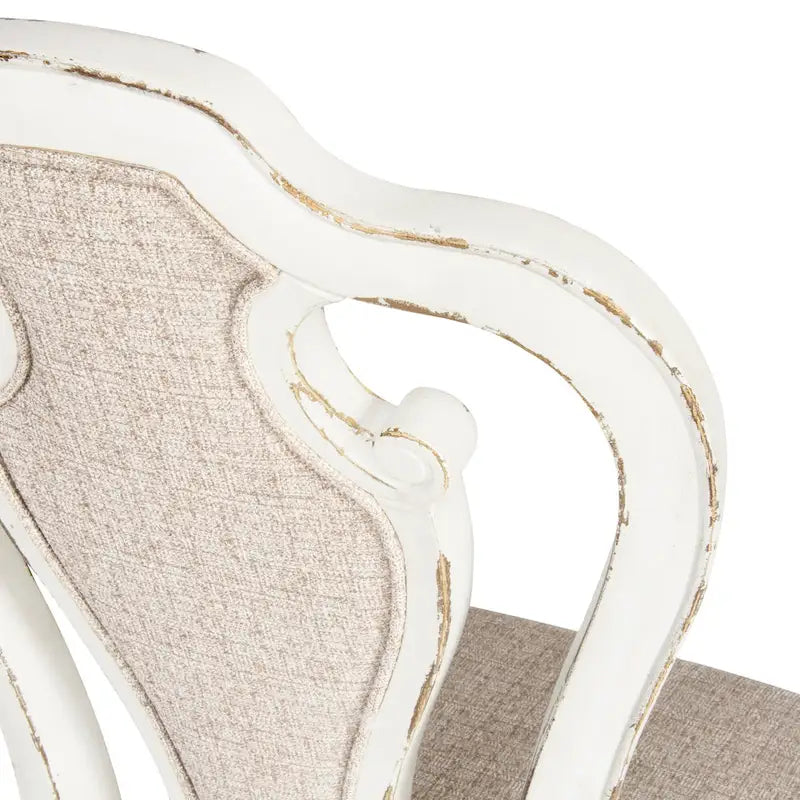 Ensemble de salle à manger 7 pièces Magnolia Manor Antique White Weathered Bark avec table à pieds