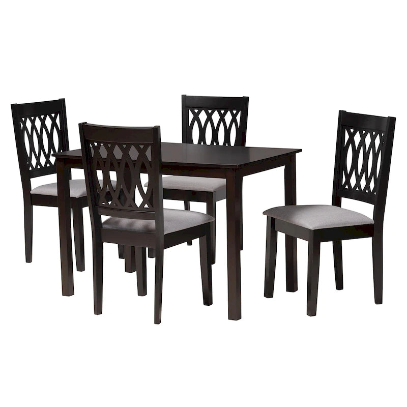 Ensemble de salle à manger Florencia en tissu et bois marron de style moderne