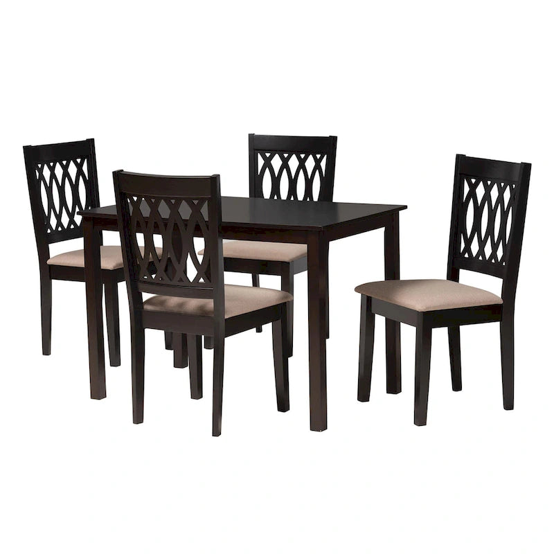 Ensemble de salle à manger Florencia en tissu et bois marron de style moderne