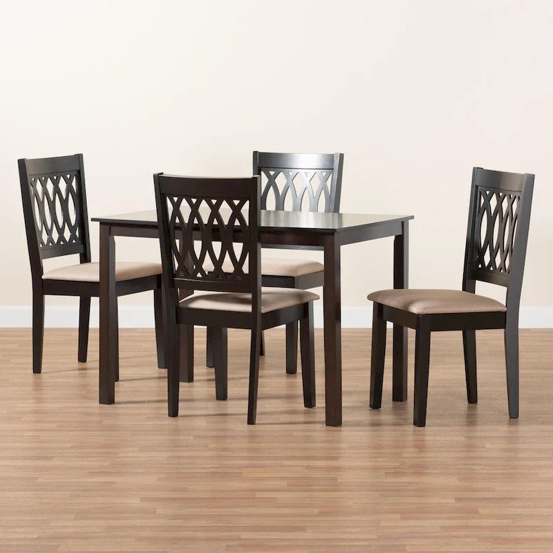 Ensemble de salle à manger Florencia en tissu et bois marron de style moderne
