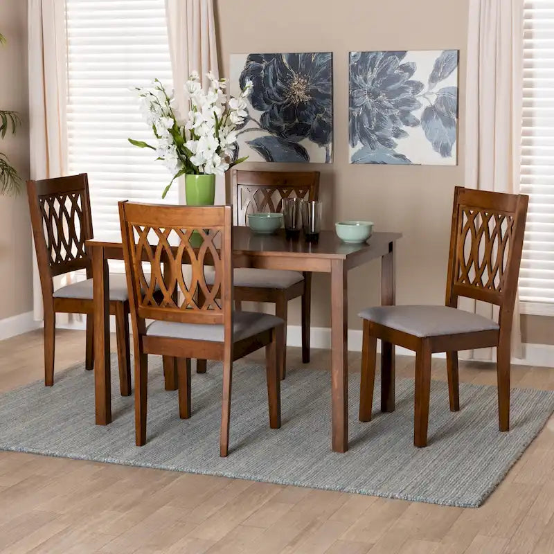 Ensemble de salle à manger Florencia en tissu et bois marron de style moderne