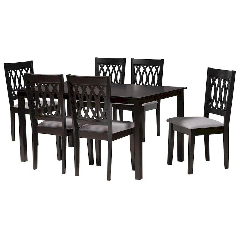 Ensemble de salle à manger Florencia en tissu et bois marron de style moderne