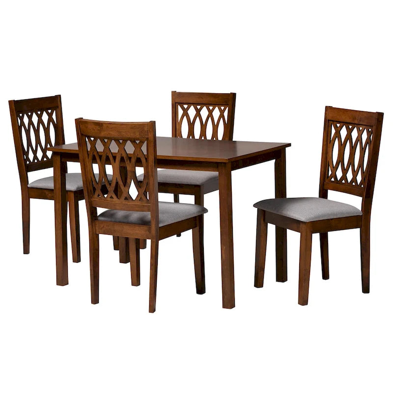Ensemble de salle à manger Florencia en tissu et bois marron de style moderne