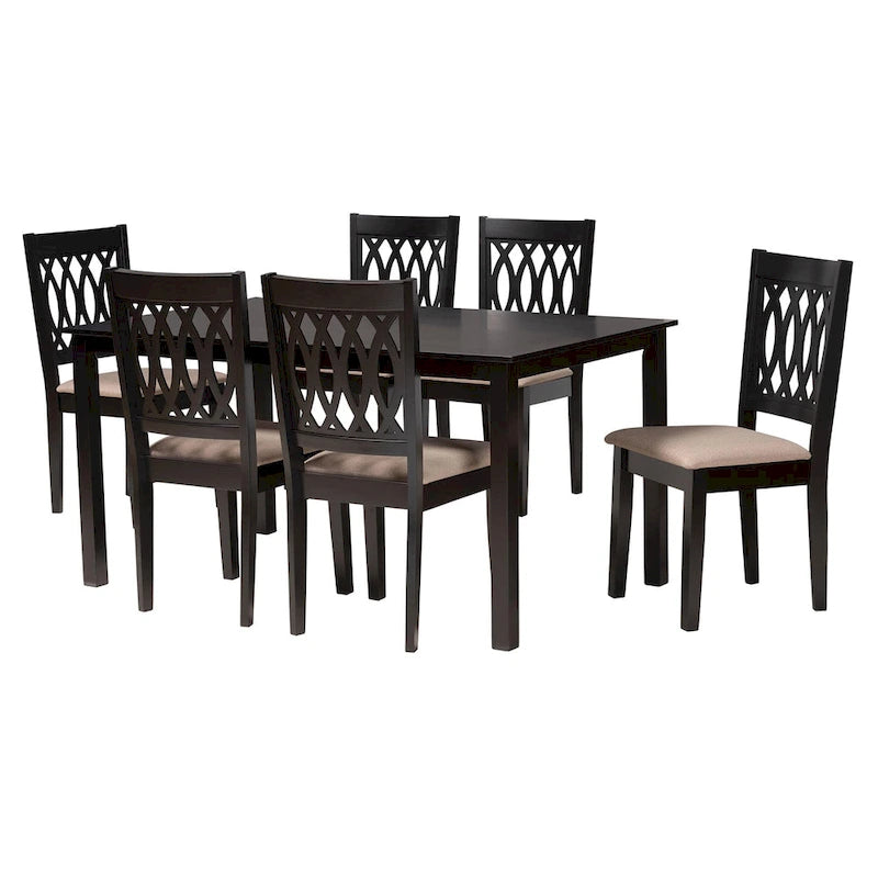 Ensemble de salle à manger Florencia en tissu et bois marron de style moderne