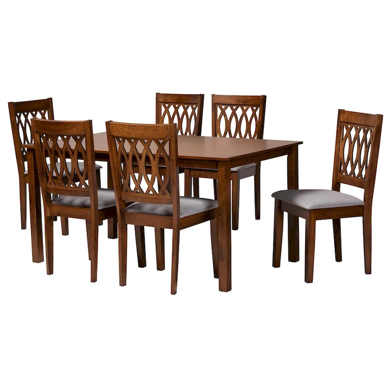 Ensemble de salle à manger Florencia en tissu et bois marron de style moderne