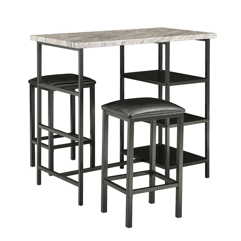 Ensemble de salle à manger 3 pièces à hauteur de comptoir Ainsley en faux marbre par iNSPIRE Q Modern