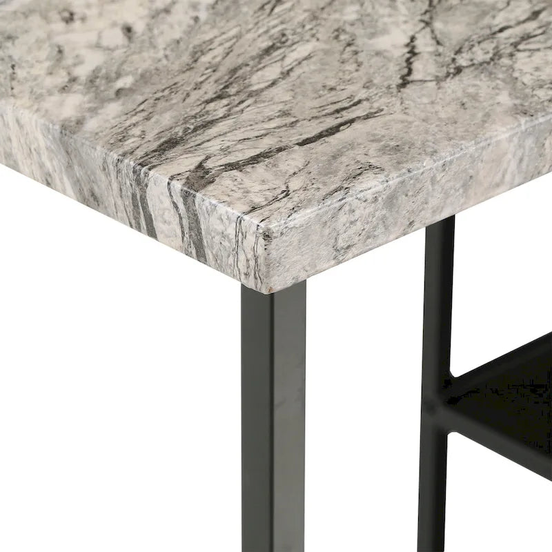 Ensemble de salle à manger 3 pièces à hauteur de comptoir Ainsley en faux marbre par iNSPIRE Q Modern