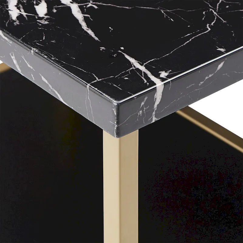 Ensemble de salle à manger 3 pièces à hauteur de comptoir Ainsley en faux marbre par iNSPIRE Q Modern
