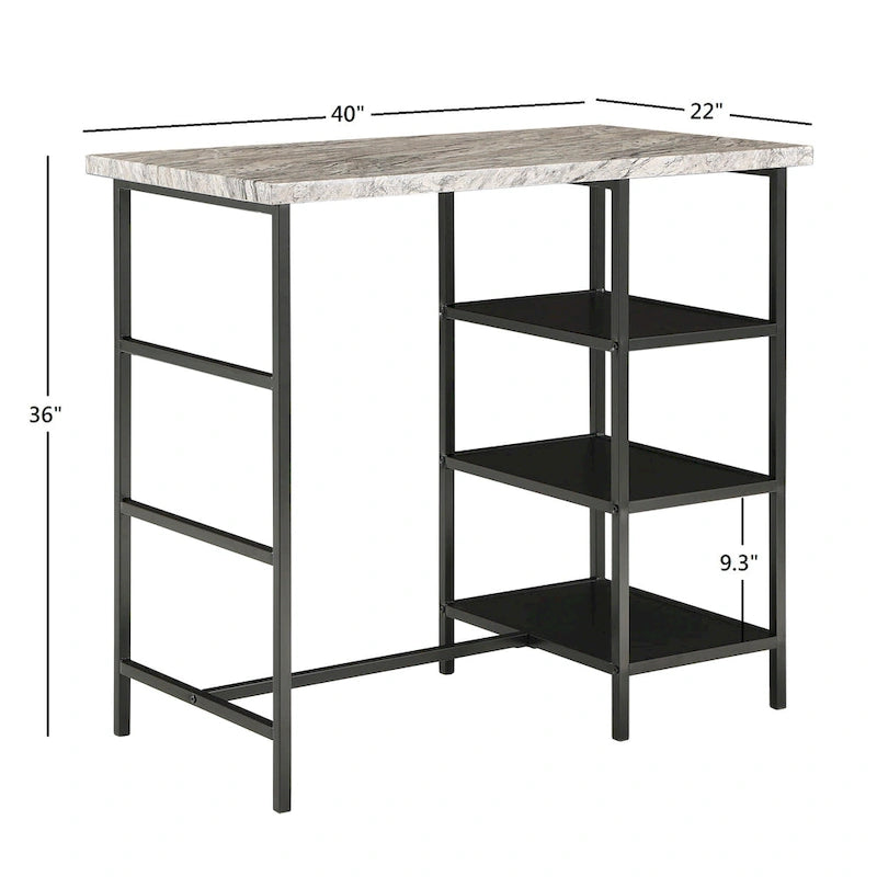 Ensemble de salle à manger 3 pièces à hauteur de comptoir Ainsley en faux marbre par iNSPIRE Q Modern