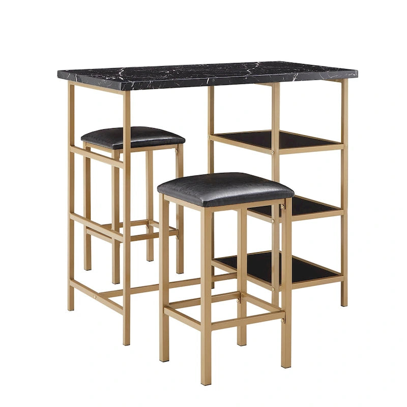 Ensemble de salle à manger 3 pièces à hauteur de comptoir Ainsley en faux marbre par iNSPIRE Q Modern