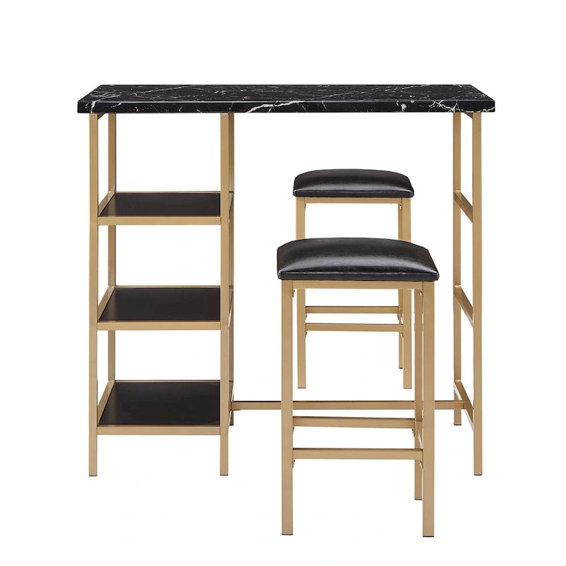 Ensemble de salle à manger 3 pièces à hauteur de comptoir Ainsley en faux marbre par iNSPIRE Q Modern