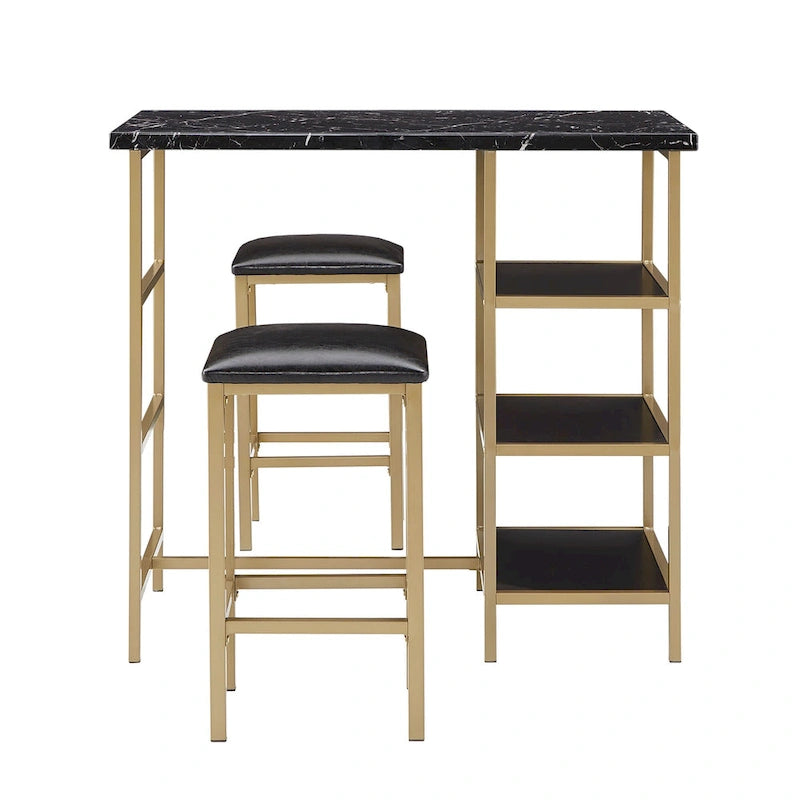 Ensemble de salle à manger 3 pièces à hauteur de comptoir Ainsley en faux marbre par iNSPIRE Q Modern
