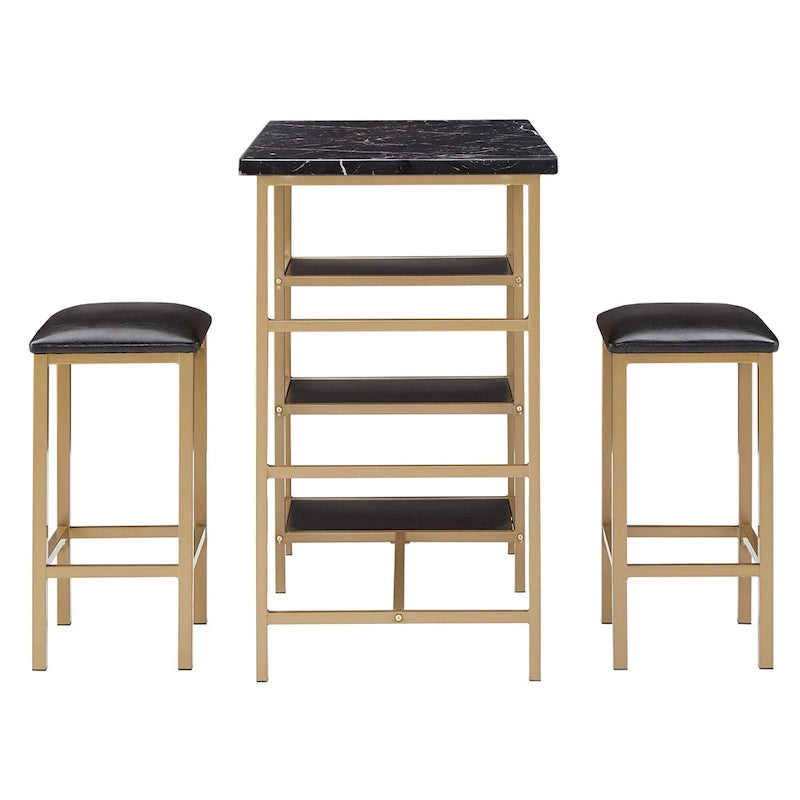 Ensemble de salle à manger 3 pièces à hauteur de comptoir Ainsley en faux marbre par iNSPIRE Q Modern
