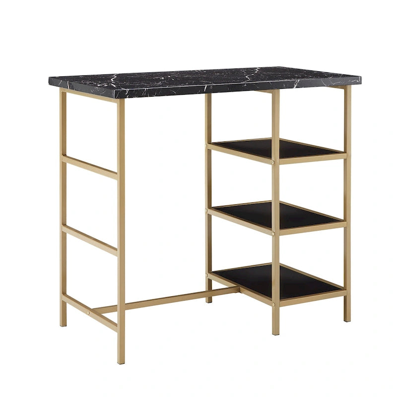 Ensemble de salle à manger 3 pièces à hauteur de comptoir Ainsley en faux marbre par iNSPIRE Q Modern