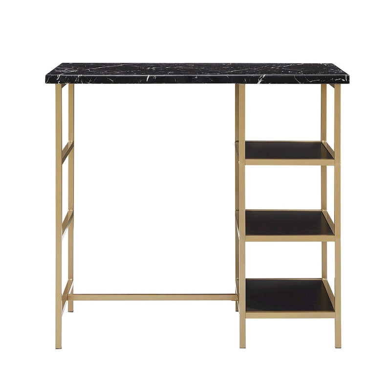 Ensemble de salle à manger 3 pièces à hauteur de comptoir Ainsley en faux marbre par iNSPIRE Q Modern