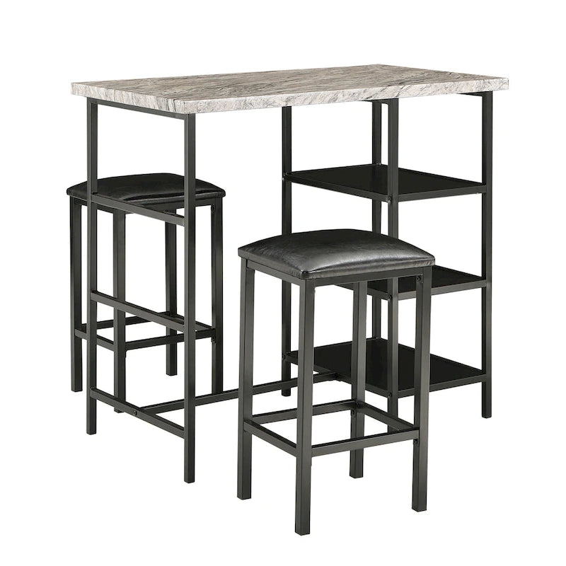 Ensemble de salle à manger 3 pièces à hauteur de comptoir Ainsley en faux marbre par iNSPIRE Q Modern