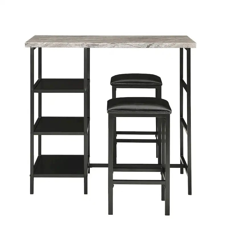 Ensemble de salle à manger 3 pièces à hauteur de comptoir Ainsley en faux marbre par iNSPIRE Q Modern