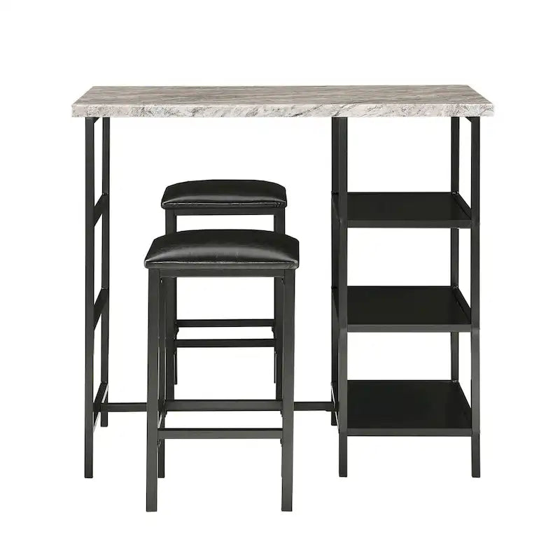 Ensemble de salle à manger 3 pièces à hauteur de comptoir Ainsley en faux marbre par iNSPIRE Q Modern