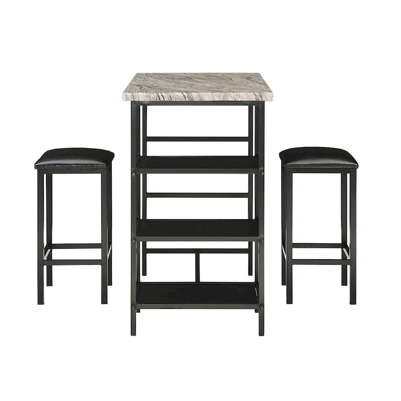 Ensemble de salle à manger 3 pièces à hauteur de comptoir Ainsley en faux marbre par iNSPIRE Q Modern