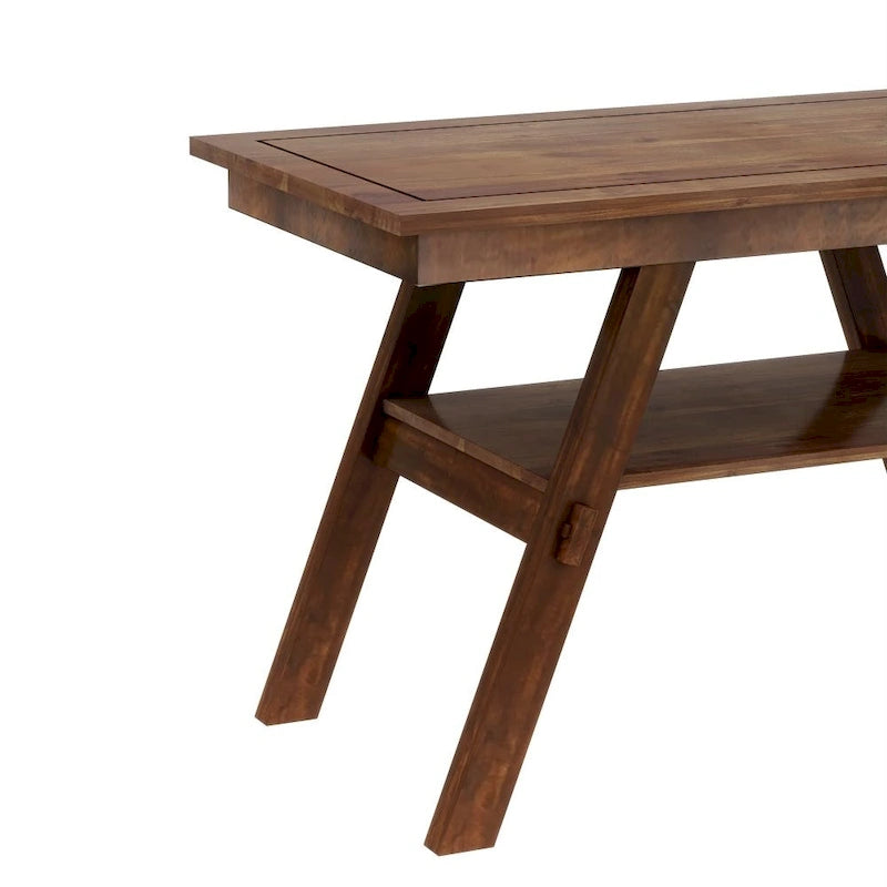 Ensemble de salle à manger 6 pièces en bois de hauteur comptoir avec étagère de rangement