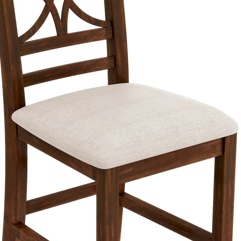 Ensemble de salle à manger 6 pièces en bois de hauteur comptoir avec étagère de rangement