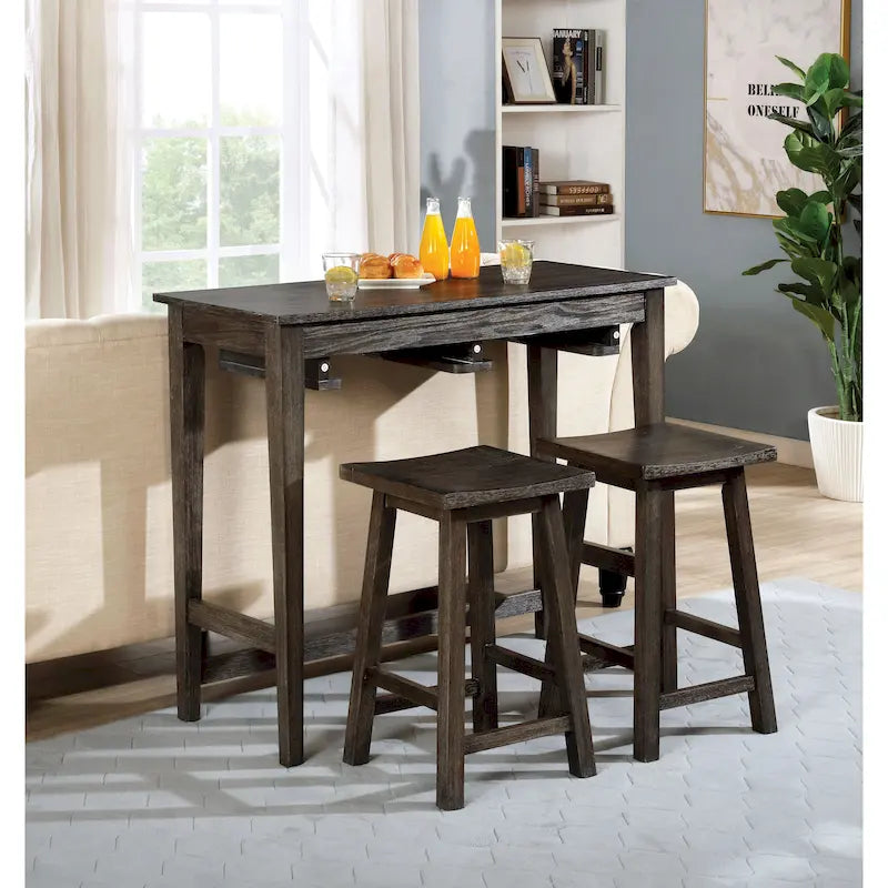 Ensemble de table de bar 3 pièces en bois massif de transition Flaros par Furniture of America