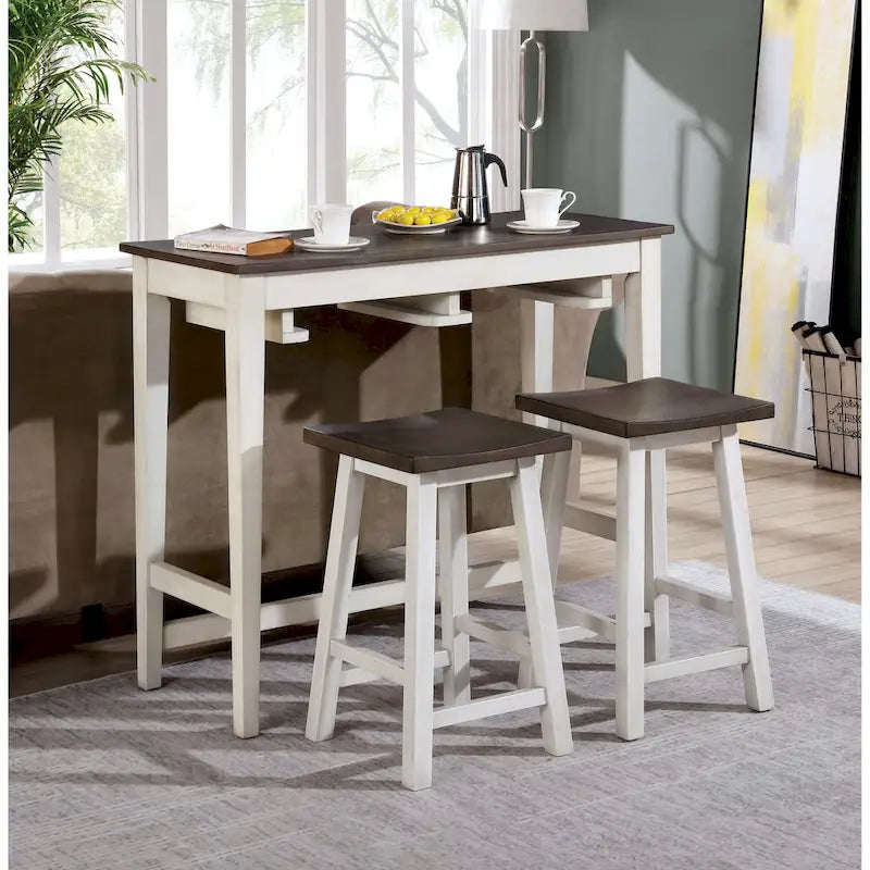 Ensemble de table de bar 3 pièces en bois massif de transition Flaros par Furniture of America