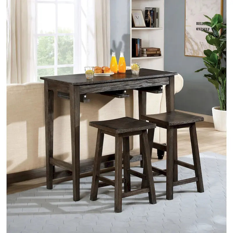 Ensemble de table de bar 3 pièces en bois massif de transition Flaros par Furniture of America