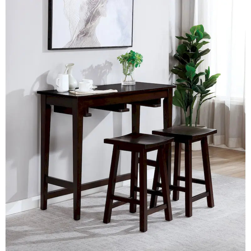 Ensemble de table de bar 3 pièces en bois massif de transition Flaros par Furniture of America