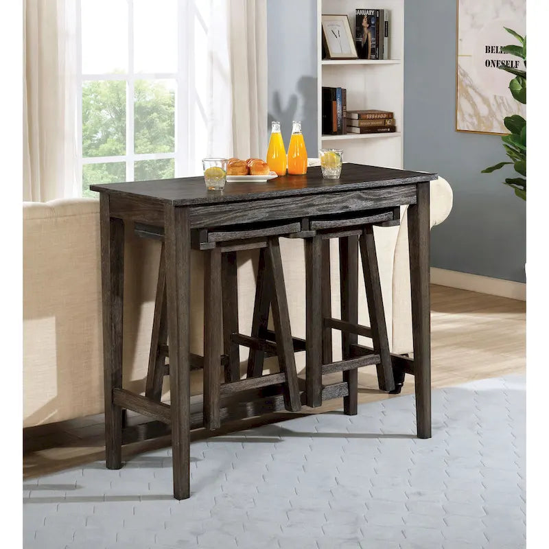 Ensemble de table de bar 3 pièces en bois massif de transition Flaros par Furniture of America
