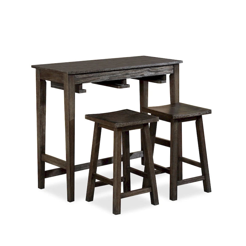 Ensemble de table de bar 3 pièces en bois massif de transition Flaros par Furniture of America