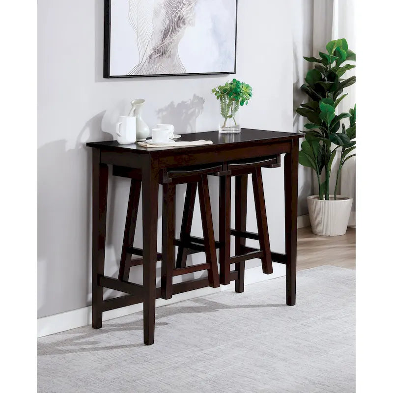 Ensemble de table de bar 3 pièces en bois massif de transition Flaros par Furniture of America