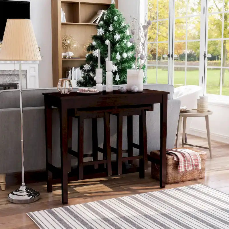 Ensemble de table de bar 3 pièces en bois massif de transition Flaros par Furniture of America