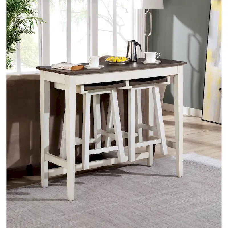 Ensemble de table de bar 3 pièces en bois massif de transition Flaros par Furniture of America
