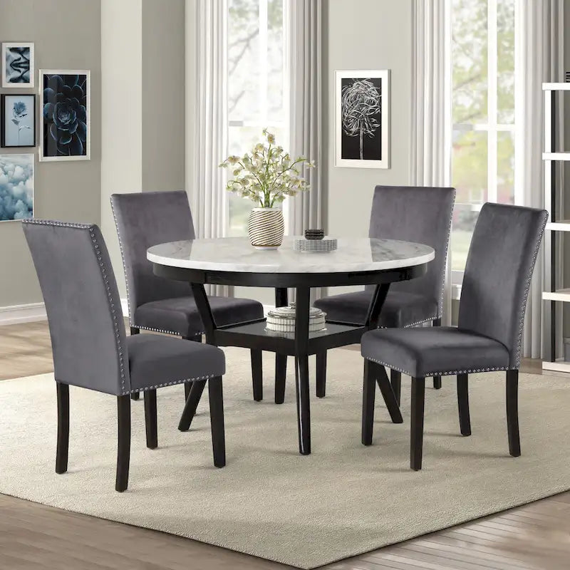 Ensemble de salle à manger rond 5 pièces New Classic Furniture Reginald