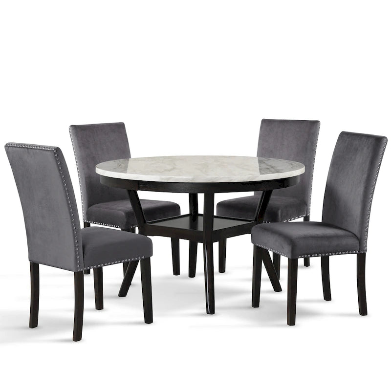 Ensemble de salle à manger rond 5 pièces New Classic Furniture Reginald