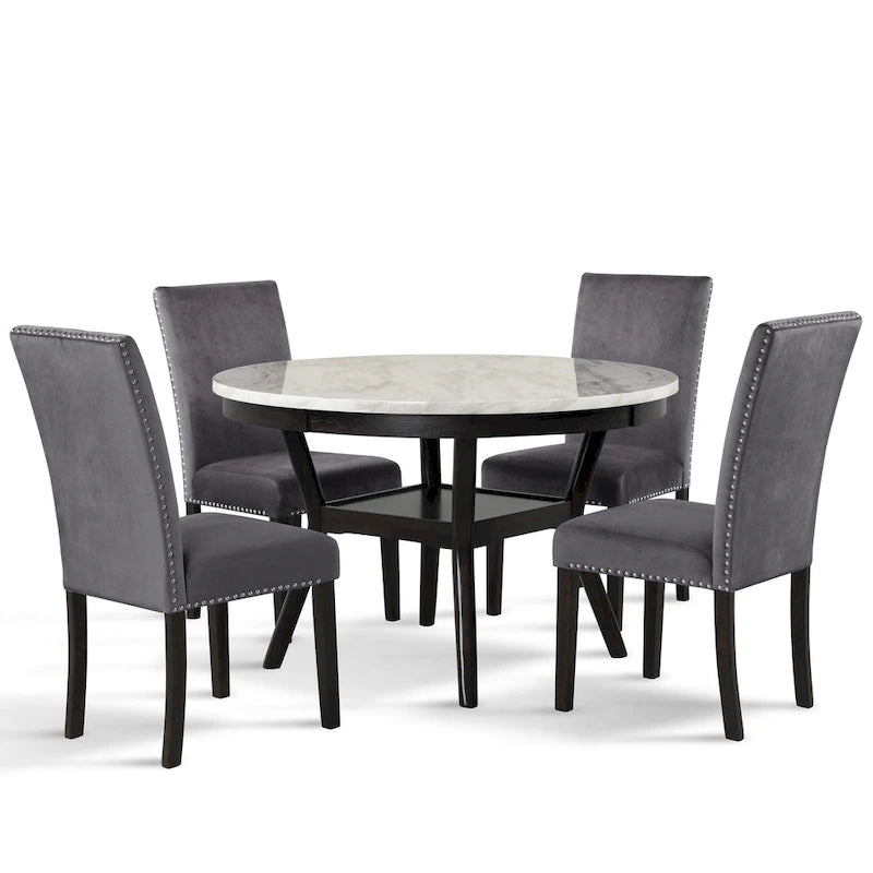 Ensemble de salle à manger rond 5 pièces New Classic Furniture Reginald