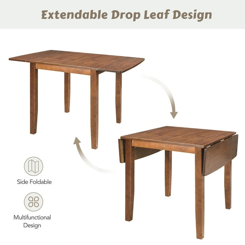 Ensemble de salle à manger 3 pièces avec table à rabats en bois et 2 chaises à dossier en X pour petits espaces
