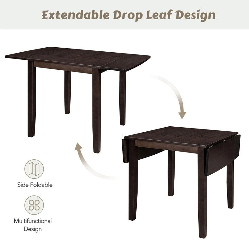 Ensemble de salle à manger 3 pièces avec table à rabats en bois et 2 chaises à dossier en X pour petits espaces