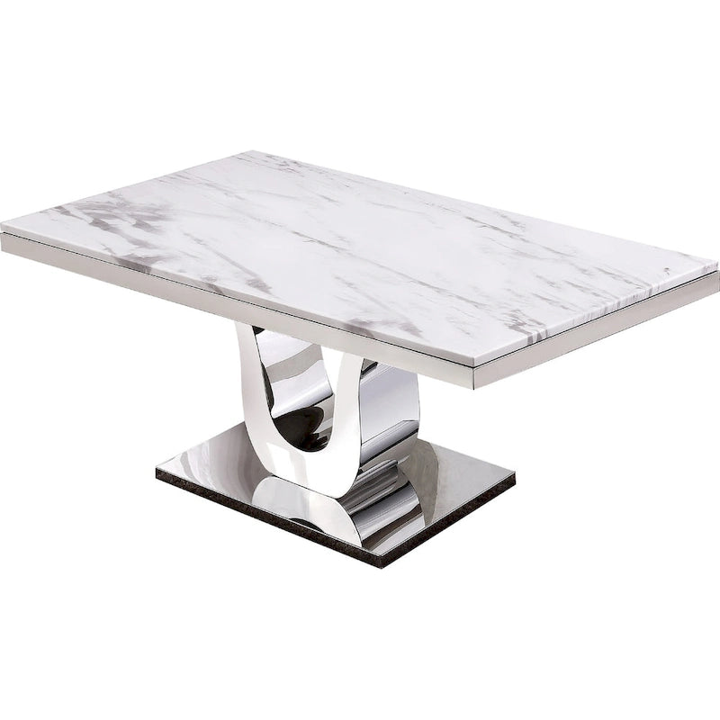 Ensemble de salle à manger 5 pièces en marbre véritable blanc Luxe, meubles de la meilleure qualité