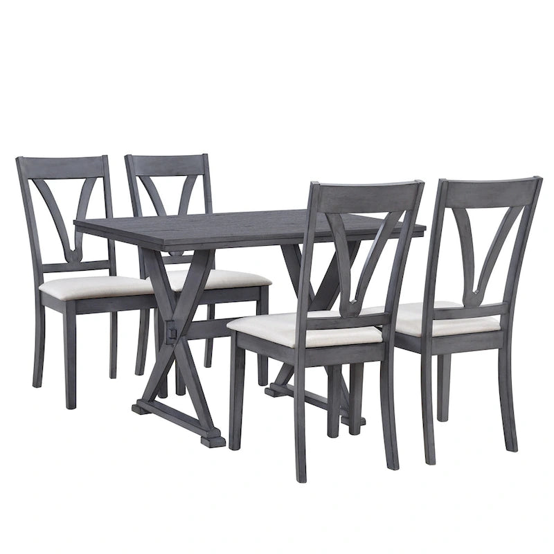 Ensemble de salle à manger 5 pièces en bois de style Mid-Century