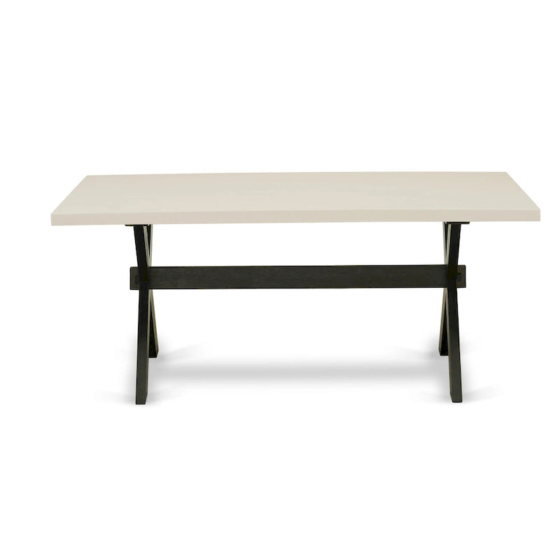 East West Furniture Ensemble de salle à manger - une table de salle à manger et des chaises rembourrées en tissu de lin de couleur noire, noir (option de pièces)