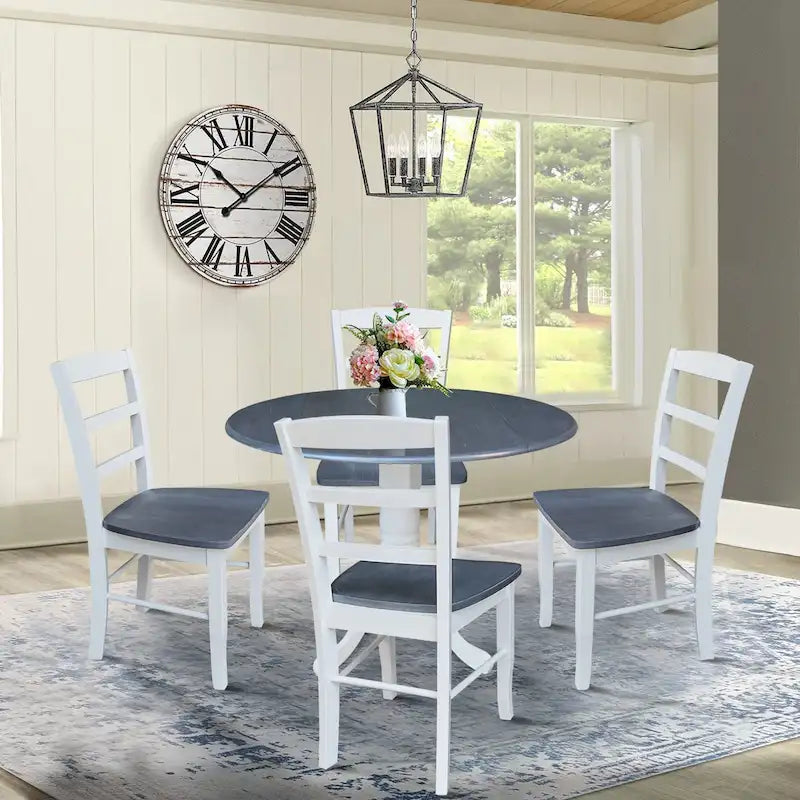 Table à manger à abattants 42" avec 4 chaises à barreaux - Ensemble 5 pièces